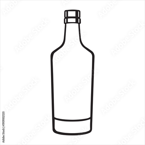 Gin bottle outline Vector, Silhouette, Illustration