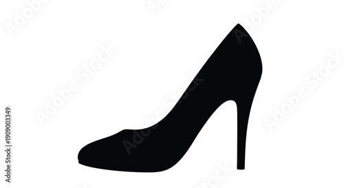 A black high heel shoe displayed as a striking silhouette