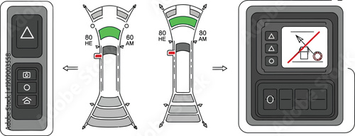 Vector illustration of baby blowing soap bubbles on floor