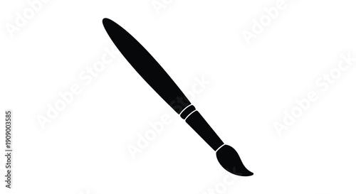 A simple black paintbrush illustration against a white background silhouette