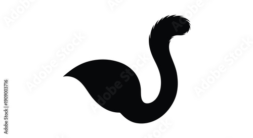 Stylized black swan with a curved neck a striking silhouette