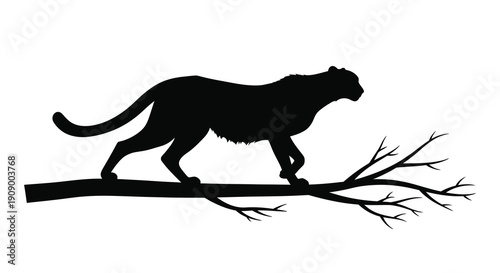 A black panther rests on a branch a striking silhouette