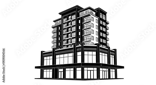 Tableau sur toile Modern multi storey building architecture design.