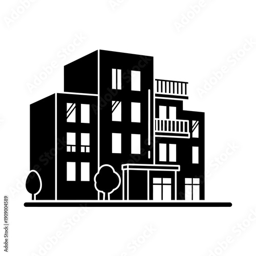 Foto Modern multi storey residential building.