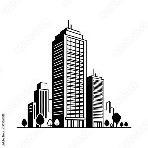 Modern city skyscraper buildings downtown.