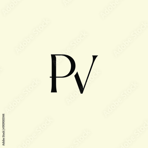 Elegant Intertwined P and V logo design. PV monogram. Modern, sophisticated branding symbol suitable for luxury fashion, design studios, and editorial logos.