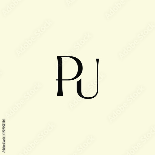 Elegant Intertwined P and U logo design. PU monogram. Modern, sophisticated branding symbol suitable for luxury fashion, design studios, and editorial logos.