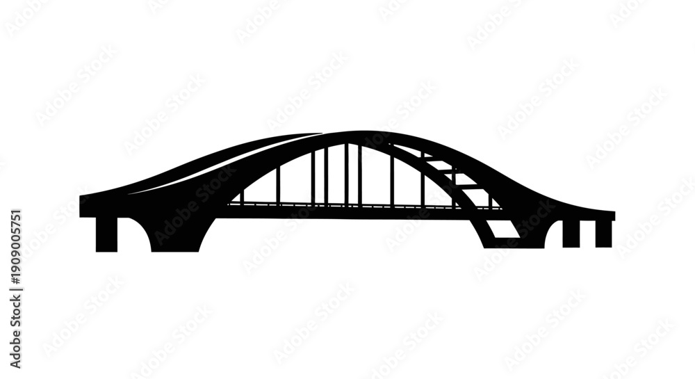 Obraz premium Arch shaped bridge structure silhouette.