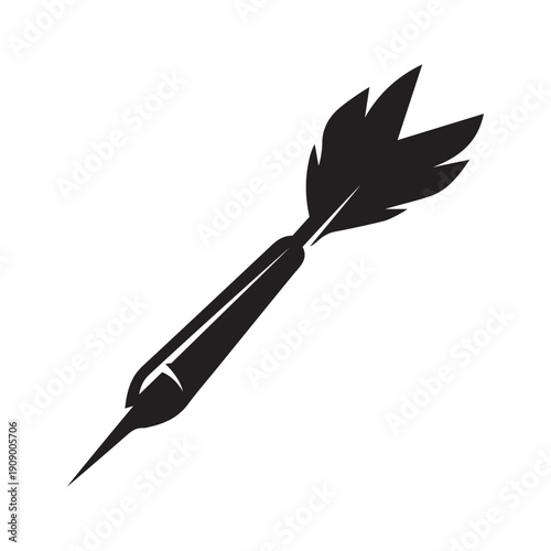Dart arrow game with feather flat icon logo Vector illustration isolated on white background
