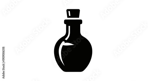 Bild auf Leinwand Black bottle with stopper on top.