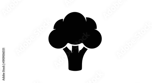 Black silhouette of a broccoli.