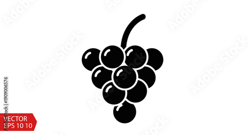 Black silhouette of a bunch grapes.