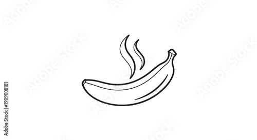 Wallpaper Mural Steaming Banana Icon with Curled Steam Wisps - A Whisk Concept Illustration Torontodigital.ca