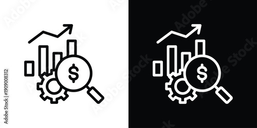 Financial Analysis Icon Sheet Black And White