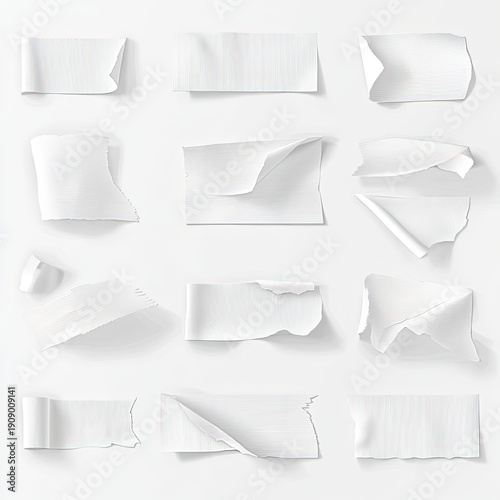 Free Download A set of white tape strips isolated on the background, with different sizes and shapes. - GFXLoad