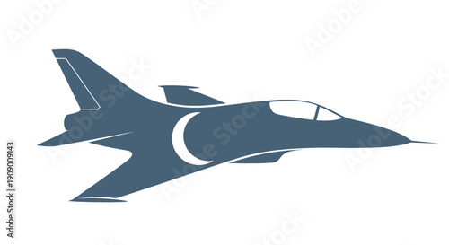 A sleek, modern jet aircraft soaring through the clear blue sky.