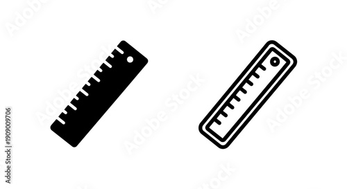 Classic Angled Ruler Icon for Technical Drawing and Architectural Planning