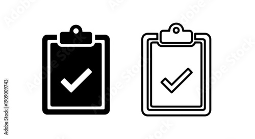 Checklist Document Icon with Checkmark for Task Completion and Approval Symbol