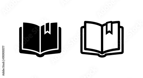 Bookmark Icon on Open Book for Reading and Saved Pages