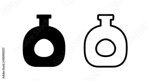 Round Flask Icon: Chemistry Laboratory and Science Experiment Container Symbol