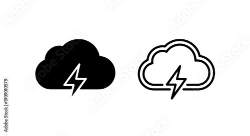 Powerful Thunder Cloud and Lightning Bolt Icon for Weather and Storm Warnings