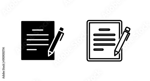 Writing and content creation icon with document page and pen for blogging and office