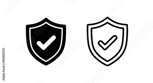 Security and protection icon with checkmark shield for safety and insurance
