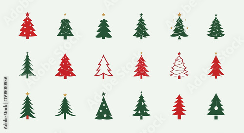 Festive Christmas Tree Collection: Holiday Vector Icons
