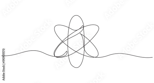 Continuous Line Atom Symbol,Atom symbol continuous one line art drawing,

