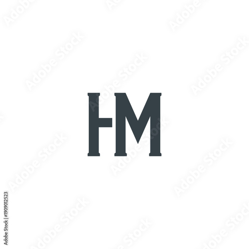 HM Abstract Initial Logo. Clean, high-contrast typography suitable for branding, identity, and corporate design. Ideal for logos, signage, and minimalist graphic projects.