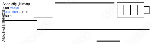 Energy, sustainability, power consumption, renewable resources, technology, digital design. Minimal layout with a battery icon and scattered text elements. Energy and sustainability concepts