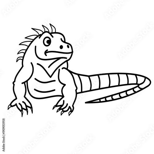 iguana drawing coloring page for kids brain development activity.eps
