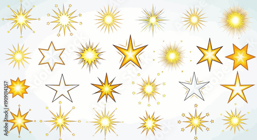 Golden Starbursts: Festive Sparkle Vector Collection