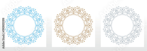 Set of decorative frames Elegant vector element for design in Eastern style, place for text. Floral colored frames. Lace illustration for invitations and greeting cards