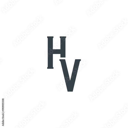 HV Abstract Initial Logo. Clean, high-contrast typography suitable for branding, identity, and corporate design. Ideal for logos, signage, and minimalist graphic projects.