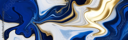 Luxury Blue and Gold Marble Abstract Background with Fluid Ink Swirls, Elegant Navy White Acrylic Texture, Premium Modern Art Wallpaper Design