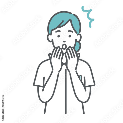 驚く女性看護師のイラスト（ハッとする・ショック）