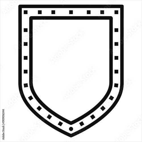 Black outline of a heraldic shield with square accents and transparent background