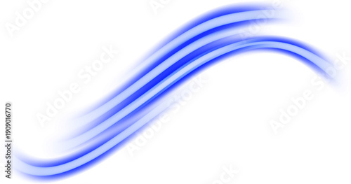 Abstract blue wave design with smooth flowing lines on a transparent background