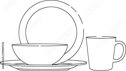 Hearty breakfast spread illustration with pancakes, bacon, fried eggs, berries, and steaming coffee.