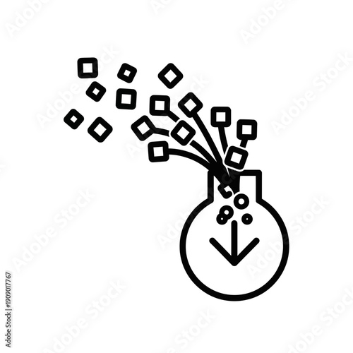 Innovative business concept with creative ideas exploding from a beaker