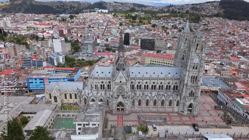 Aerial view of Basílica del Voto Nacional in Quito, Ecuador
