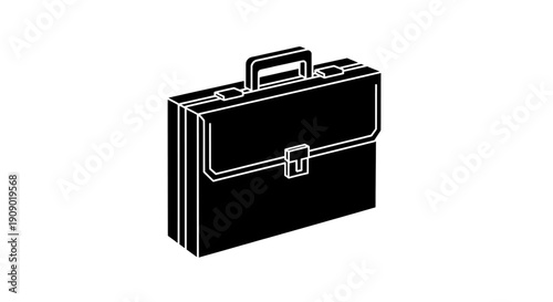 A sleek black briefcase with a handle on a white background