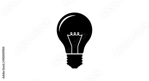 A simple black lightbulb icon on a white background