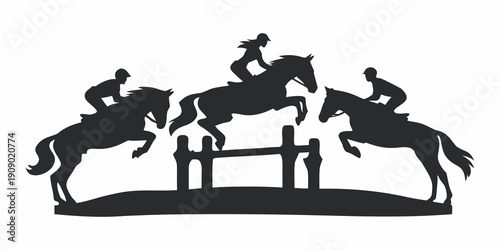Equestrian Show Jumping Team Silhouettes