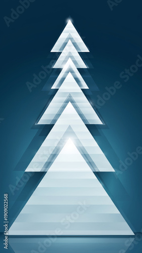 Abstract geometric pattern resembling a stylized arrow or tree shape against a dark background.