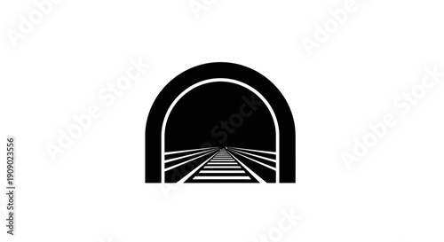 Tunnel entrance with railroad tracks.
