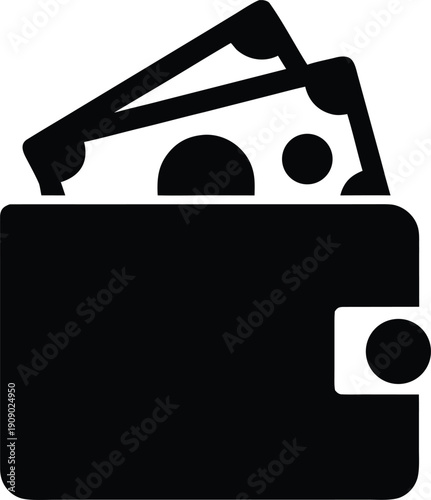 wallet with coins silhouette vector illustration on transparent background