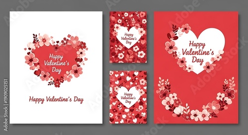 Wallpaper Mural Valentine’s day cards featuring heart designs and festive decorations Torontodigital.ca