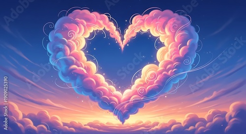 Wallpaper Mural A dreamy heart-shaped cloud glowing in a vibrant sunset sky Torontodigital.ca